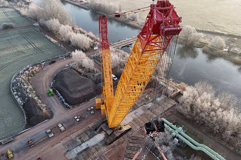 Kran aus der Vogelperspektive.