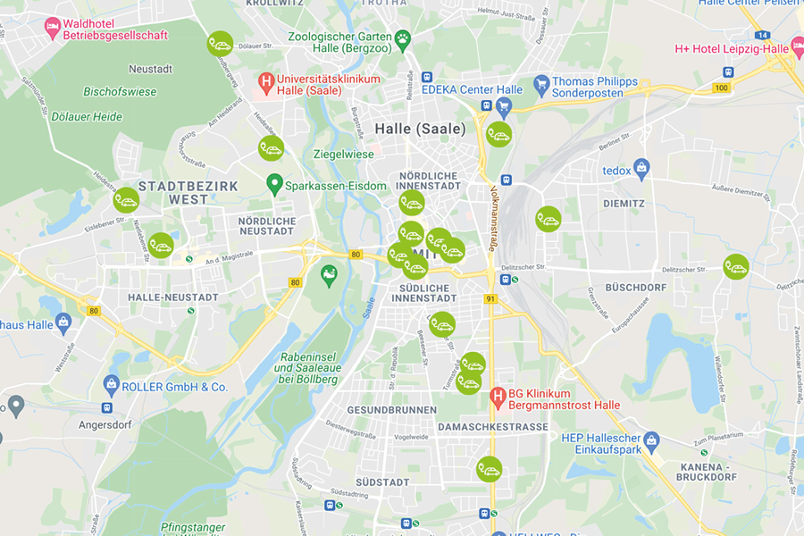 Googlemaps-Karte mit Ladestationen