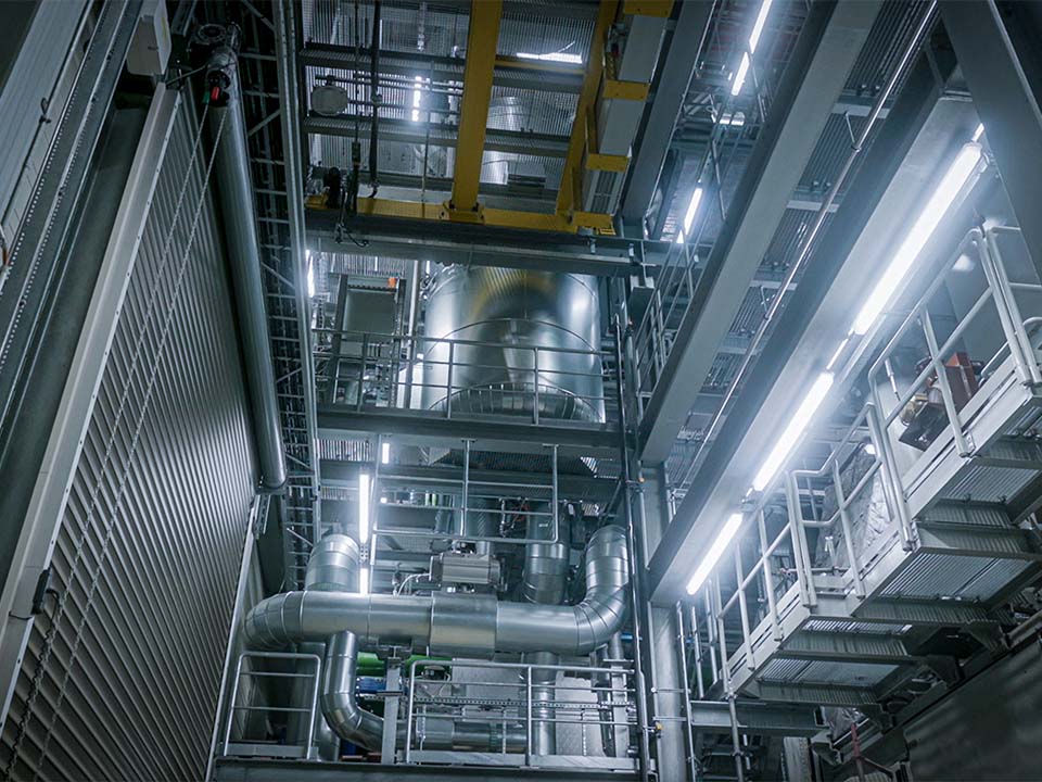 Einblick in die Power-to-Heat-Anlage im Energiepark Dieselstraße